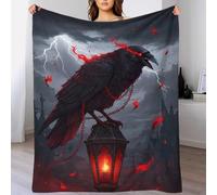 QBIREX Manta de Forro Polar con diseño de Cuervo ardiente en 3D sobre una farola, niños y niñas, Ideal para Cama, sofá o sofá, 127 x 152 cm.