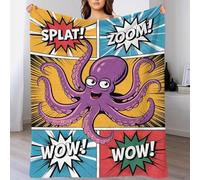 QBIREX Manta de Forro Polar con diseño de Pulpo, Acción de Gracias, Suave y esponjosa, Ideal para sofá, Cama, Dormitorio y Sala de Estar, 100 x 130 cm.