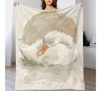 QBIREX Manta de Forro Polar con ilustración de Cisne bebé durmiendo, Regalo de Acción de Gracias, Suave y esponjosa, Ideal para Dormitorio y Sala de Estar, 100 x 130 cm.