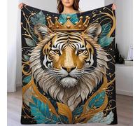 QBIREX Manta de Forro Polar Tiger Golden Kintsugi, Suave, cálida y Ligera, Grande, de Microfibra, esponjosa, para Cama, sofá, Oficina, 127 x 152 cm
