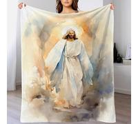 QBIREX Manta de Franela con Estampado 3D de Jesucristo - La Resurrección, Suave, Ligera, cálida y acogedora, Cama o sofá (127 x 152 cm)