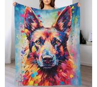 QBIREX Manta de Franela con Estampado 3D de Pastor alemán, Colorida y Sencilla, de Felpa, 127 x 152 cm