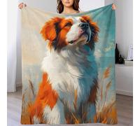 QBIREX Manta de Franela con Estampado 3D de Retrato de Perro, Suave, Ligera, cálida y acogedora, Ideal para Cama o sofá, 100 x 130 cm.