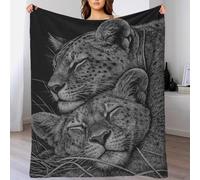 QBIREX Manta de Franela con Estampado de leopardos en Blanco y Negro para Adultos, Manta de sofá, Manta Polar con impresión 3D de 100 x 130 cm.