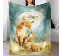 QBIREX Manta de Franela con ilustración de Bosque Bohemio de Fox Family para Adultos, Manta de sofá, Manta Polar con impresión 3D de 40 x 50 Pulgadas