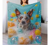 QBIREX Manta de Franela de Felpa 3D de Perro Pastor Australiano, 100% Microfibra, cálida y acogedora para el Invierno, para Cama y sofá, 180 x 200 cm (70 x 80 Pulgadas).