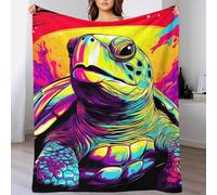 QBIREX Manta de Franela Polar con Estampado 3D de Tortugas Coloridas, Suave, Ligera, cálida y acogedora, Ideal para Cama o sofá, 180 x 200 cm.