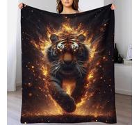 QBIREX Manta de Franela Suave de Microfibra con diseño de Tigre ardiente, con Arte Abstracto Animal, para Adultos, decoración del hogar, Sala de Estar, Dormitorio, 150 x 200 cm