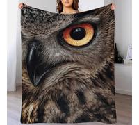 QBIREX Manta de Franela Suave y esponjosa con Estampado 3D de búho Intenso, versátil, cálida, Tipo Poncho, Chal, Capa para Cama y sofá de 127 x 152 cm.