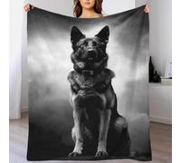 QBIREX Manta de Franela Suave y esponjosa con Estampado de Luna de Pastor alemán en 3D, versátil, cálida, Tipo Poncho, Chal, Capa para Cama y sofá de 127 x 152 cm.