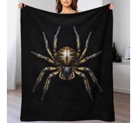 QBIREX Manta de Navidad de forro polar con diseño de araña, color dorado oscuro, manta personalizada para bebé, para sofá, cama, amante, marido, esposa, mujeres y hombres, 40 x 50 pulgadas (100 x 130