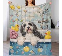 QBIREX Manta Extragrande y cálida de Perro Collie Barbudo para Adultos, Supersuave, con Estampado 3D, de Franela Antibolitas, Cama de 180 x 200 cm.