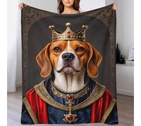 QBIREX Manta Extragrande y cálida para Adultos, Supersuave, con Estampado 3D de Perro Beagle, de Franela Antibolitas, Cama de 127 x 152 cm.