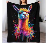QBIREX Manta gruesa con diseño de retrato de llama colorida para sofá, manta gruesa para cama, regalos personalizados de Navidad, cumpleaños, 70 x 80 pulgadas (180 x 200 cm)