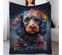QBIREX Manta gruesa con pintura de caniche, para cama de matrimonio, para mujeres y adultos, manta maciza para regalo de familia, cumpleaños, boda, 100 x 130 cm