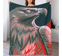 QBIREX Manta navideña con Retrato de águila estilizada y Detalles Rojos para Adultos, Suave y cálida Manta de Franela Polar para Cama y sofá, 127 x 152 cm.