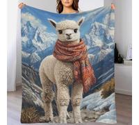 QBIREX Manta navideña de Alpaca en Las montañas para Adultos, Suave y cálida Manta de Franela Polar para Cama y sofá, 100 x 130 cm