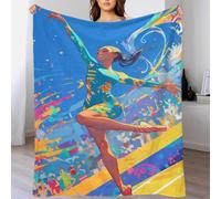 QBIREX Manta navideña de Gimnasta en Movimiento para Adultos, Suave y cálida Manta de Franela Polar para Cama y sofá, 100 x 130 cm.