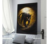 QBIREX Pantera Negra con Ojos Brillantes, Arte de Pared para Sala de Estar, Lienzo Decorativo para Paredes del Hogar, 40x60 cm