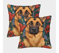 QBIREX Pastor alemán con Flores, Pastor alemán con Flores llamativas, impresión artística para Pared, Fundas de Almohada, Fundas de Almohada tamaño King Antiarrugas con Cremallera Invisible, 40