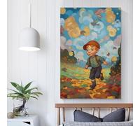 QBIREX Pintura al óleo de un niño corriendo, imágenes para sala de estar, para paredes, decoración de baño, impresiones artísticas modernas, 40 x 60 cm