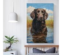 QBIREX Pinturas al agua de un perro perdiguero de pelo liso para dormitorio de adolescentes, niñas y mujeres, decoración de sala de estar, lienzo de 60 x 90 cm.