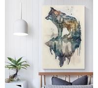 QBIREX - Póster abstracto de lobo, decoración de salón, cocina y dormitorio, carteles para dormitorio, impresión estética, arte de pared, decoración del hogar, 60 x 90 cm