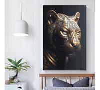 QBIREX Póster artístico de tigre dorado para salón, bar, decoración de pared, decoración de pared, 30 x 45 cm