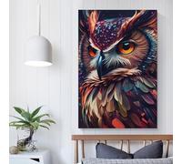 QBIREX Póster de búho colorido, pintura en lienzo, arte de pared, cuadro para decoración del hogar, impresión para dormitorio, sala de estar, regalos de niños, 60 x 90 cm