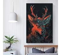 QBIREX Póster de ciervo místico en el bosque para pared, impresión decorativa para marido, novio, novia, lienzo personalizado, 20 x 30 cm