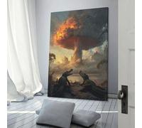 QBIREX Póster de lienzo con cocodrilos en guerra, arte mural para habitación, cocina, aniversario, esposa, marido, decoración del hogar, 40 x 60 cm