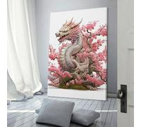QBIREX Póster en lienzo con diseño de dragón rosa japonés, arte decorativo para la pared, para salón, dormitorio, decoración, aniversario, esposa, marido, 30 x 45 cm