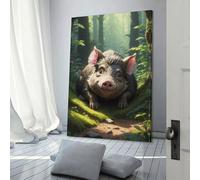 QBIREX Póster en lienzo con texto en inglés "Curioso lechón en el bosque", impresiones de pared para habitación, cocina, aniversario, esposa, marido, decoración del hogar, 20 x 30 cm