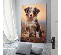 QBIREX Póster en miniatura de pastor americano, impresión artística, lienzo para pared, decoración de dormitorio, decoración de cumpleaños, 20 x 30 cm
