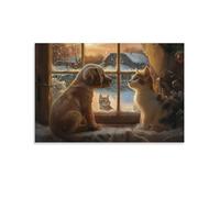 QBIREX - Póster para perro y gato, decoración de pared, diseño de carteles para dormitorio, estético, regalo, pintura, boda, decoración del hogar, 50 x 75 cm