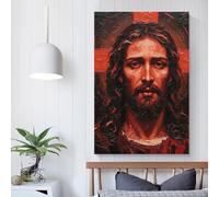 QBIREX Retrato de Jesucristo para pared, sala de estar, dormitorio, 3D, 50 x 75 cm