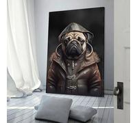 QBIREX Retrato de perro carlino para sala de estar, lienzo para amantes de los animales, decoración del hogar, 20 x 30 cm