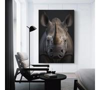QBIREX Rhino AI Generative Art Poster - Cuadro de pared elegante para salón, bar, decoración de habitaciones, decoración de pared, pareja de cumpleaños, celebración, 20 x 30 cm