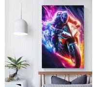 QBIREX RIDER MANIA - Cuadro de pared para pasillo y escalera, decoración de salón y baño, 40 x 60 cm