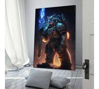QBIREX Space Guardian Cat - Cuadro moderno para adultos y niños, pintura al óleo sobre lienzo, decoración de pared, regalo, 30 x 45 cm