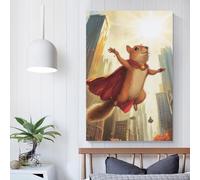 QBIREX Super Ardilla en la Ciudad, impresiones en lienzo personalizadas para adolescentes, juego, habitación de niños, decoración de pared, arte de pared grande de 30 x 45 cm (12 x 18 pulgadas)