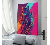 QBIREX The Cyber Cat Soldier Art Retro Ilustración Póster Lienzo Arte Arte Pared Decoración Salón Dormitorio Decoración Póster 20 x 30 cm