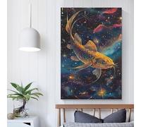 QBIREX Un bagre gigante nada en el lienzo. Imágenes artísticas para sala de estar, paredes y baño, decoración rústica de granja, 50 x 75 cm.