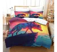 QBIREX Wolf-Bettbezug für Kinder, weiches Mikrofaser-Polyester -Bettwäscheset, Leichter Bettbezug für Jungen, Tagesdecke, Bettbezug mit Kingsize-Bett (220 x 240 cm)