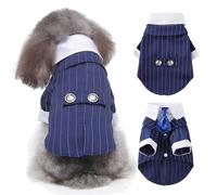 QBLEEV Disfraz negro para perro, disfraz de Halloween para mascotas con pajarita, camisa formal de esmoquin Boston, disfraz de novia oscura para gatos, ropa de boda para cachorros pequeños, medianos y