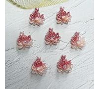 qbodp 100 Piezas Flores Encantos De Uñas, Pequeños Adornos De Resina De Loto Decoración Accesorios para Uñas, 11,5mm, Rojo