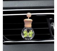qbodp 2 Piezas Clips De Botella De Perfume De Ventilación De Coche De Mariposa,Botella De Vidrio Vacía,Clips De Decoración De Ventilación De Aire De Coche,Decoración Interior De Coche Bonita,Verde