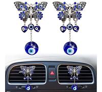 qbodp 2 Piezas Clips De Ventilación Para Ambientador De Coche,Accesorios De Ventilación De Coche,Clips De Decoración De Ojo De Diablo De Mariposa Azul,Bonita Decoración Interior De Coche Para Mujer