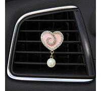 qbodp 2 Piezas Clips De Ventilación Para Ambientador De Coche,Accesorios De Ventilación Para Coche,Clips De Decoración De Corazón De Perla,Bonita Decoración Interior De Coche Para Mujer,Rosa