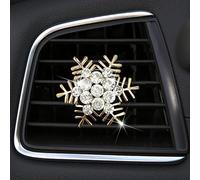 qbodp 2 Piezas Clips De Ventilación Para Ambientador De Coche Con Copos De Nieve De Navidad,Accesorios De Ventilación Para Coche,Clips De Decoración,Decoración Interior De Coche Para Mujer,Dorado